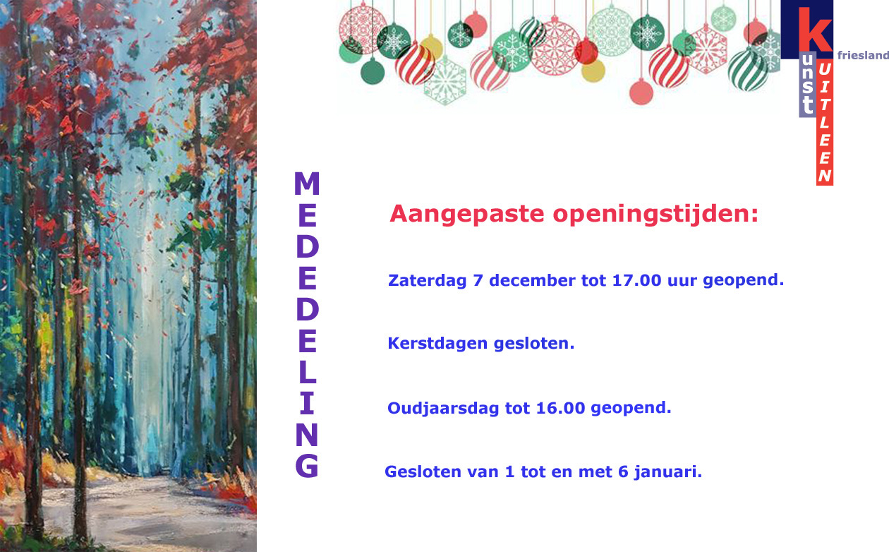 Aangepaste openingstijden kerst en oud en nieuw